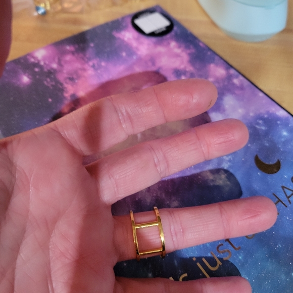 NEW Copper Turquoise Double Layer Inlaid Ring | 18k Gold Plated - Picture 8 of 9